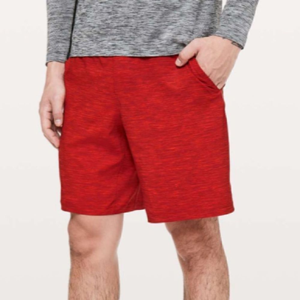 Lululemon‎ pace breaker mens shorts Heather Allover Solar Orange Magma red